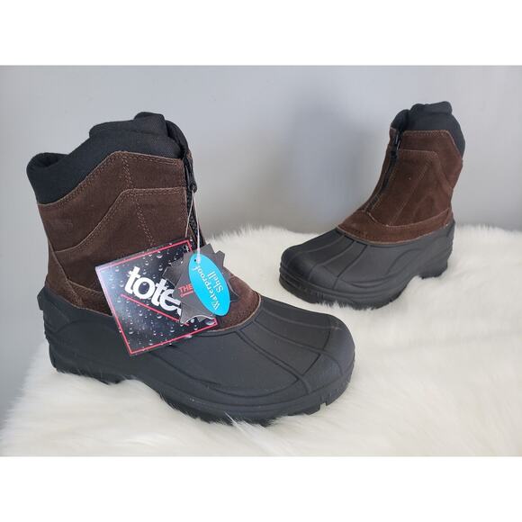 NEW Totes Jerome Mens Waterproof Winter Snow Boots Brown Size 8 - Picture 1 of 8